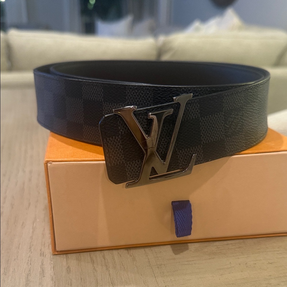 Louis Vuitton Black Checkered Men's Belt